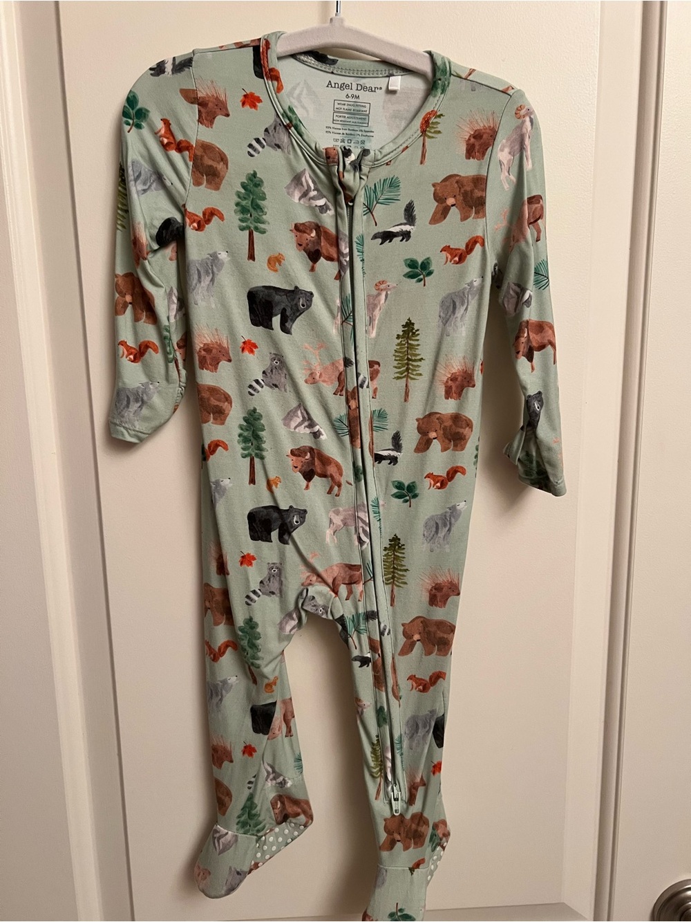 Angel Dear Green Woodland Animals Footed Baby Pajamas